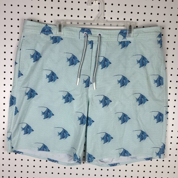 Johnnie O Swim Trunks Suit Men's XXL Hatton Blue Fish NWT $89 Retail READ Pocket - Picture 2 of 8